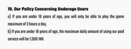Players under 18 years of age will have restrictions in place
